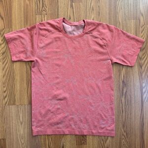 Lululemon Men Metal Vent Orange Camo Short Sleeve Shirt Sz M
